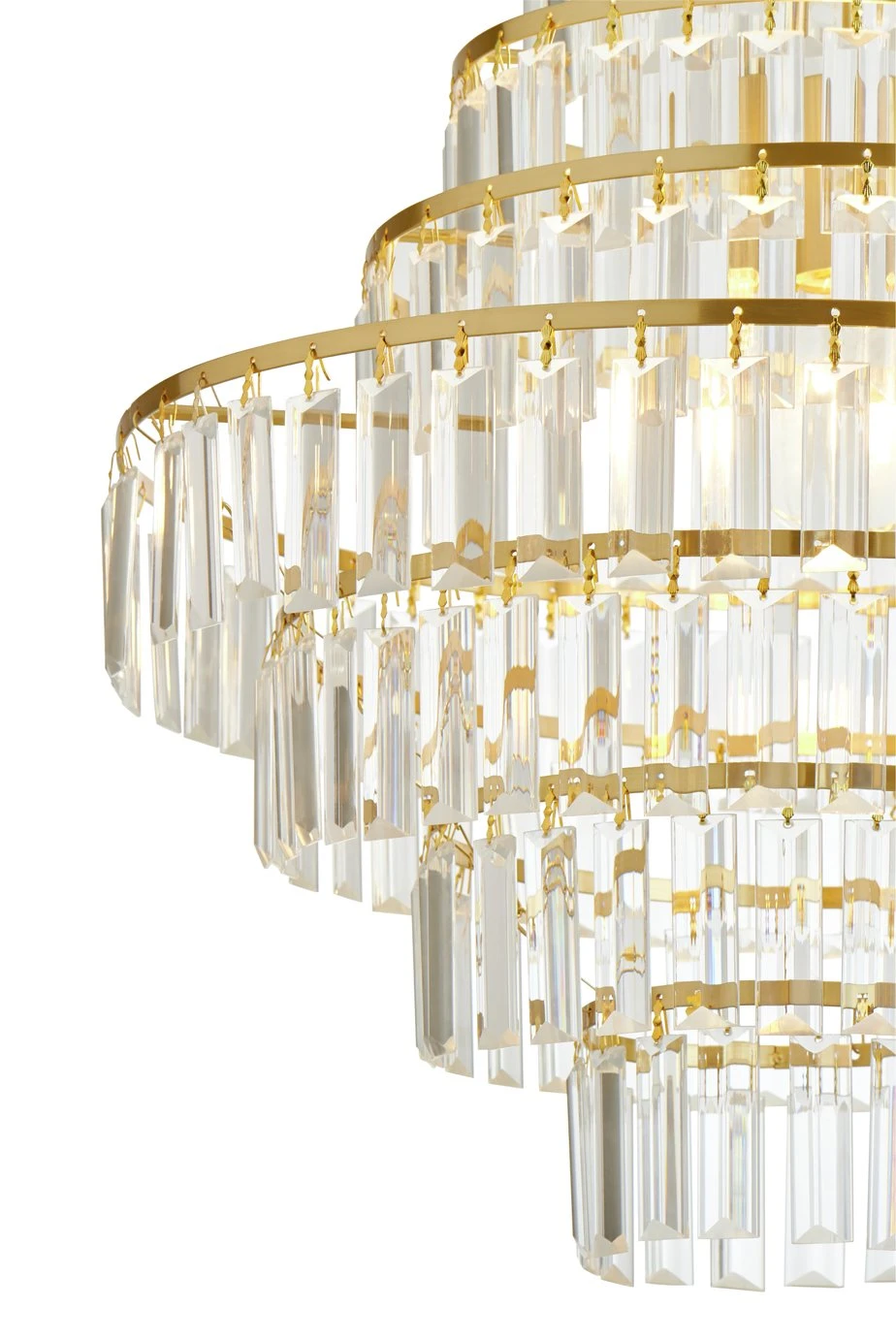 Habitat Presley Glass 8 Tier Chandelier - Brass - Image 4