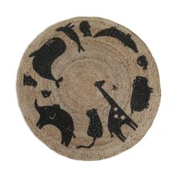 Habitat Kids Animal Abstract Jute Circle Rug - Natural