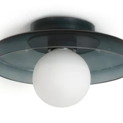 Habitat Jonna Bathroom Flush Ceiling Light -Dark Blue &Glass