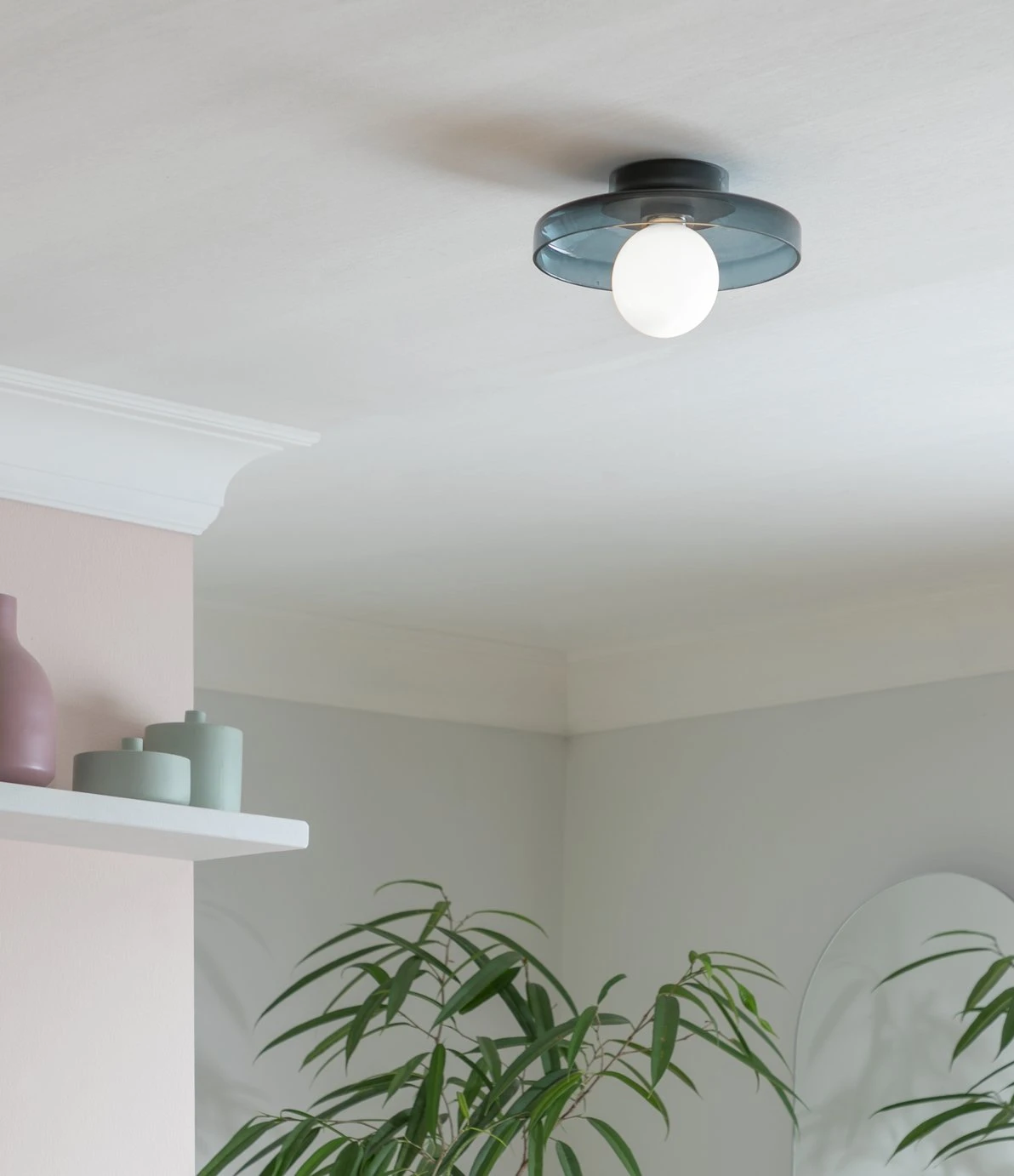 Habitat Jonna Bathroom Flush Ceiling Light -Dark Blue &Glass - Image 2