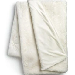 Habitat Faux Fur Plain Throw - Cream - 125x150cm