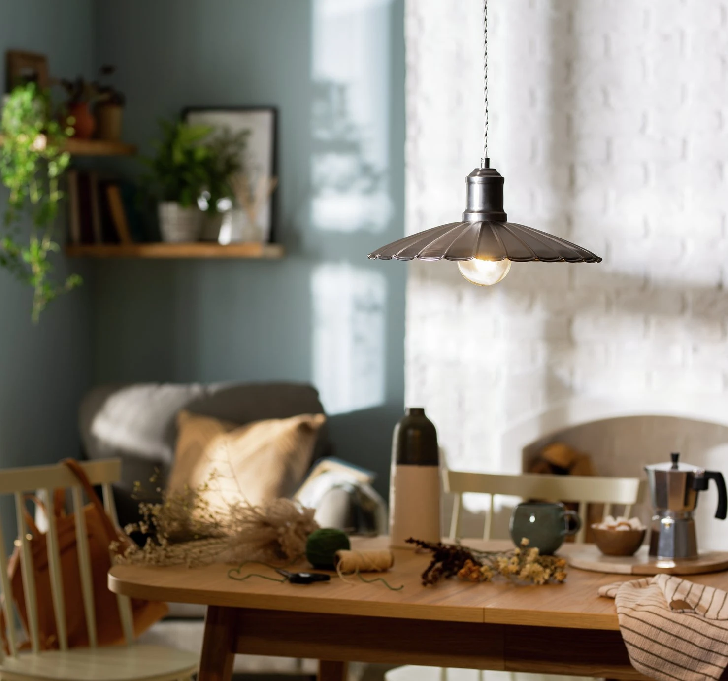 Habitat Pixie Pewter Metal Pendant Light - Nickel Finish - Image 2