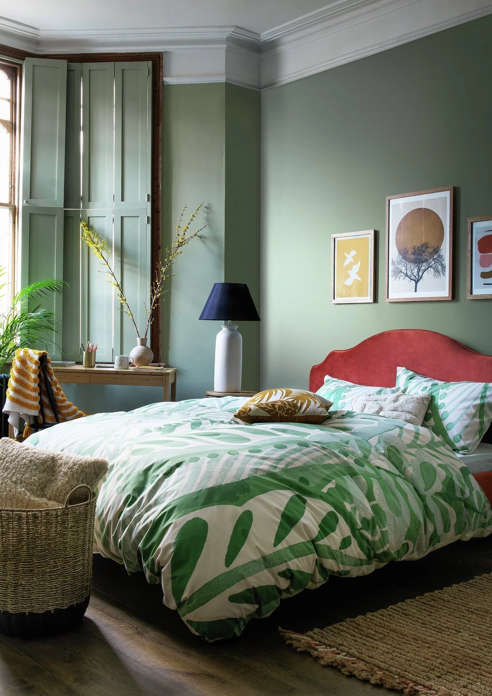 Habitat Cotton 180TC Maxi Leaf Green Bedding Set - Single - Image 7