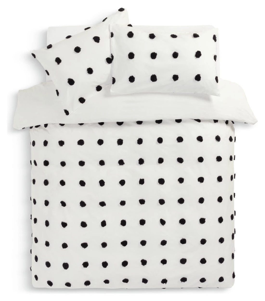 Habitat Cotton Tufted Spot White & Black Bedding Set -Single - Image 3