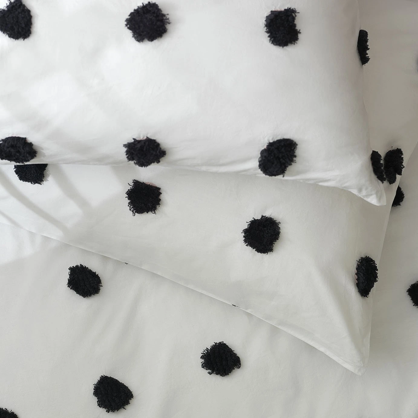 Habitat Cotton Tufted Spot White & Black Bedding Set -Single - Image 4