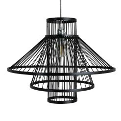 Habitat Wood 3 Tier Pendant Shade - Black