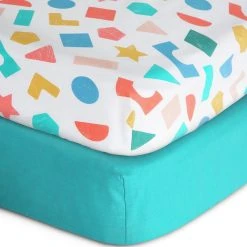 Habitat Kids Colourful Shapes 2 Pack Fitted Sheets - Cot