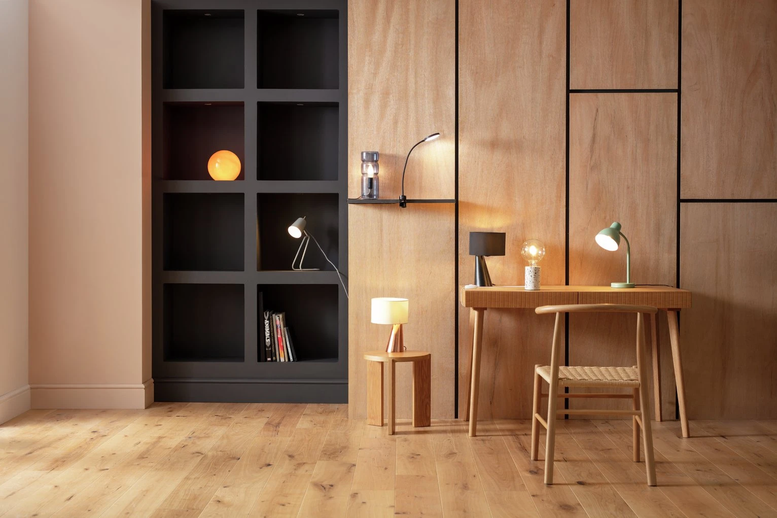 Habitat Abono Steel LED Table Lamp - Copper & Cream - Image 6