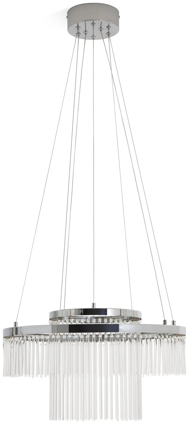 Habitat Yang 2 Tier LED Glass Chandelier - Chrome