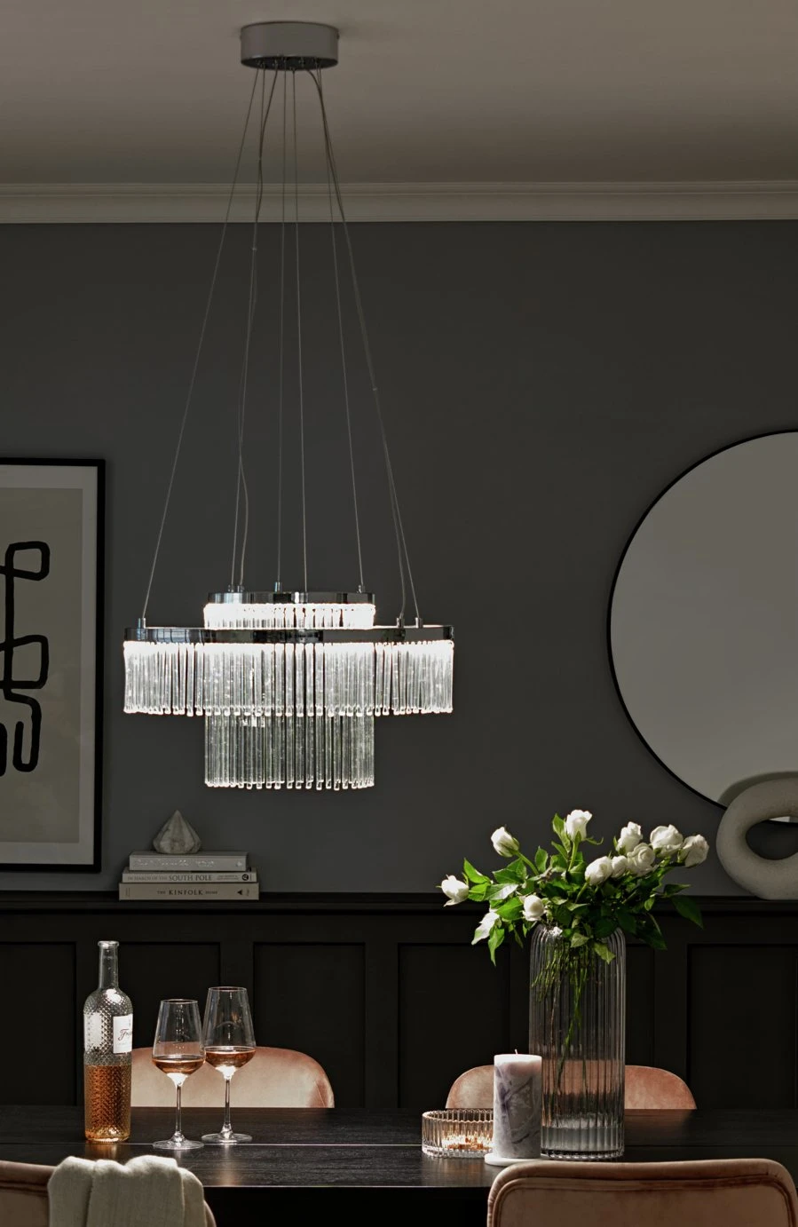 Habitat Yang 2 Tier LED Glass Chandelier - Chrome - Image 2
