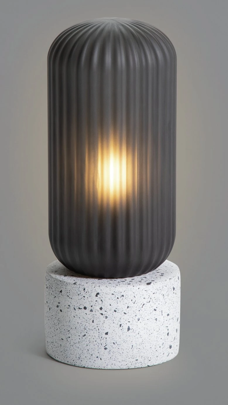 Habitat Rallie Smoked Glass Terrazzo Table Lamp – Grey - Image 6