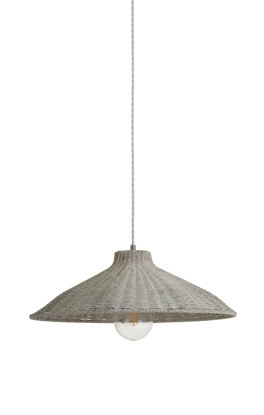 Habitat Apus Rattan Pendant - Whitewash