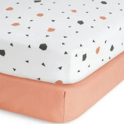 Habitat Kids Cotton Geo Shapes Pack Of 2 Fitted Sheet - Cot