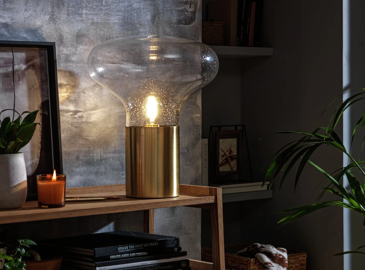 Habitat Marlow Glass Table Lamp - Gold - Image 2