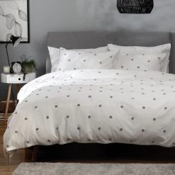 Habitat Tufted Spot White & Grey Bedding Set - Single